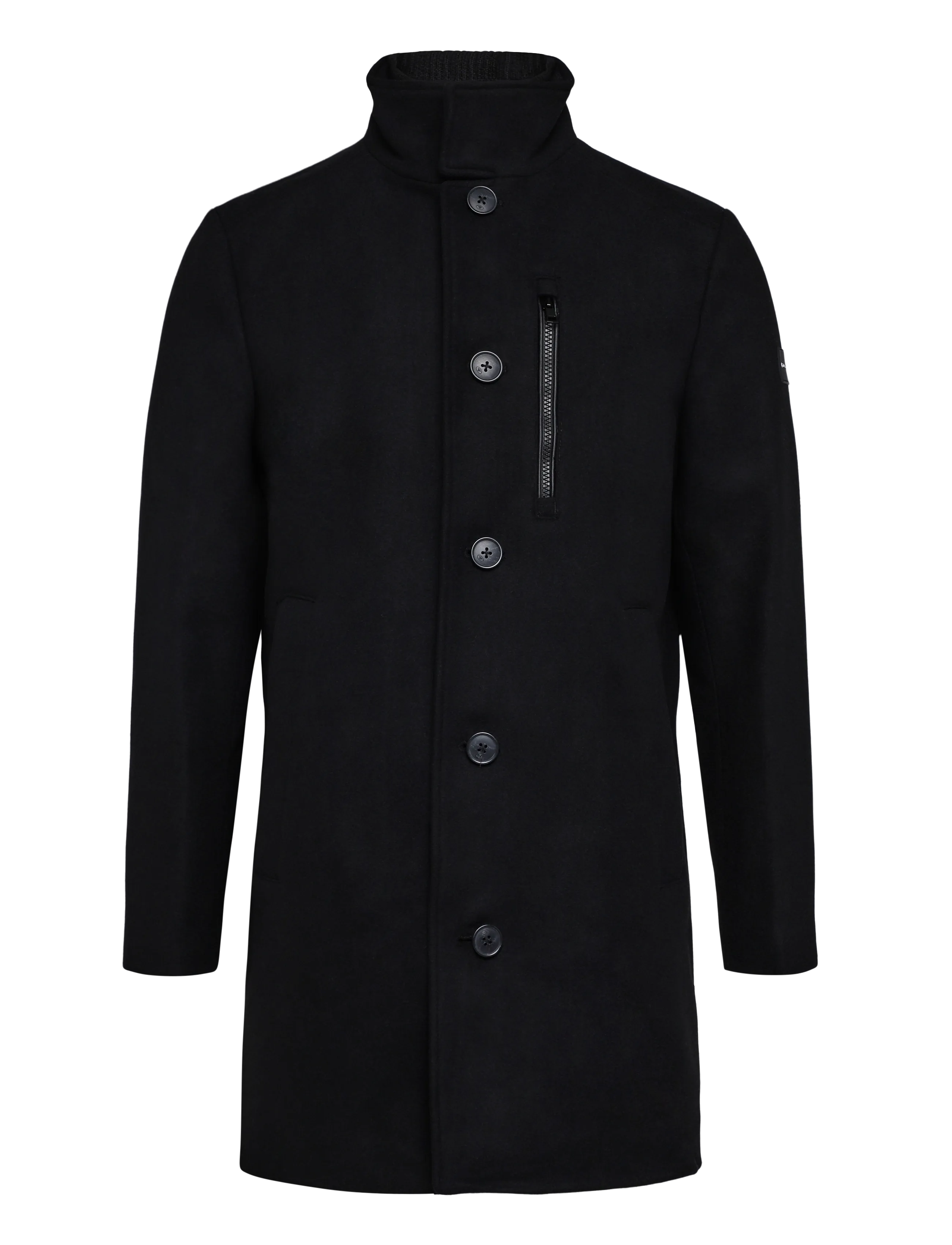 Tom Tailor - wool coat with stand-up insert - villased mantlid - black - 1