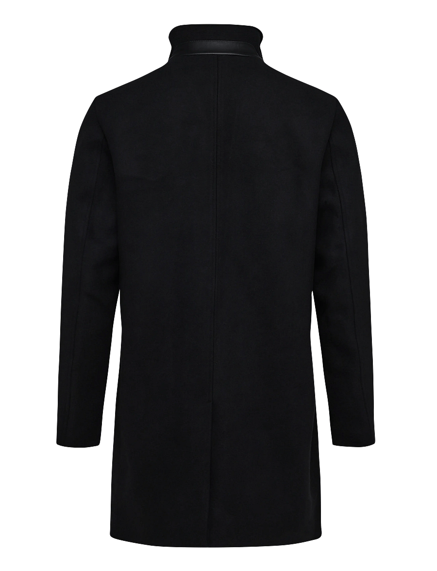 Tom Tailor - wool coat with stand-up insert - villased mantlid - black - 2