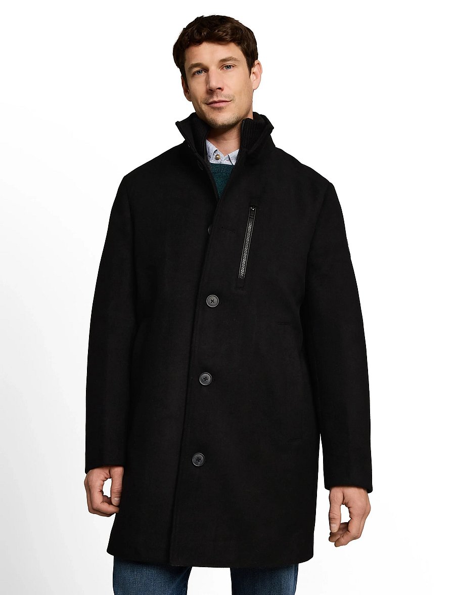 Tom Tailor - wool coat with stand-up insert - wool coats - black - 3