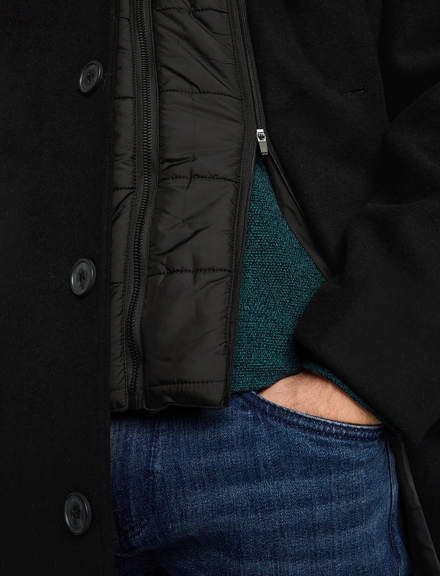 Tom Tailor - wool coat with stand-up insert - wool coats - black - 4
