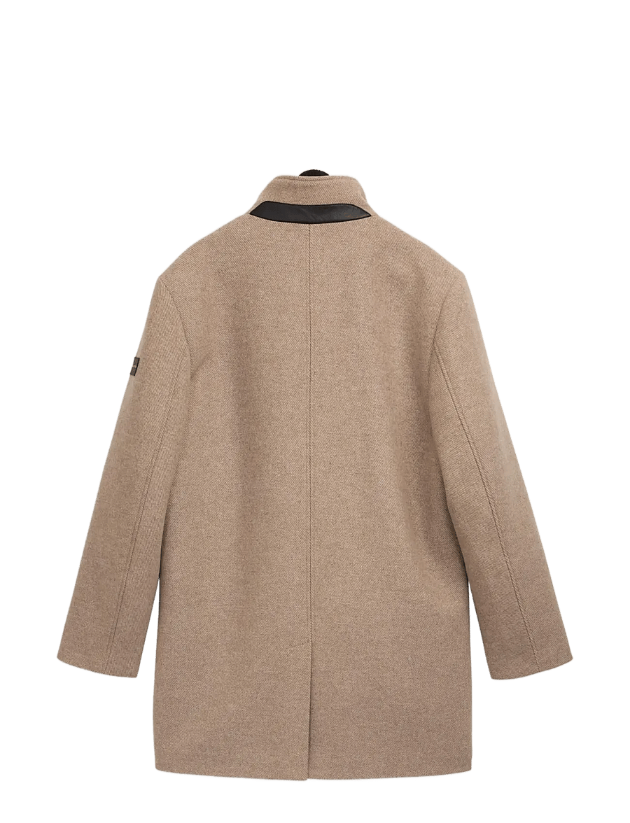 Tom Tailor - wool coat with stand-up insert - ullrockar - mid beige melange twill - 2
