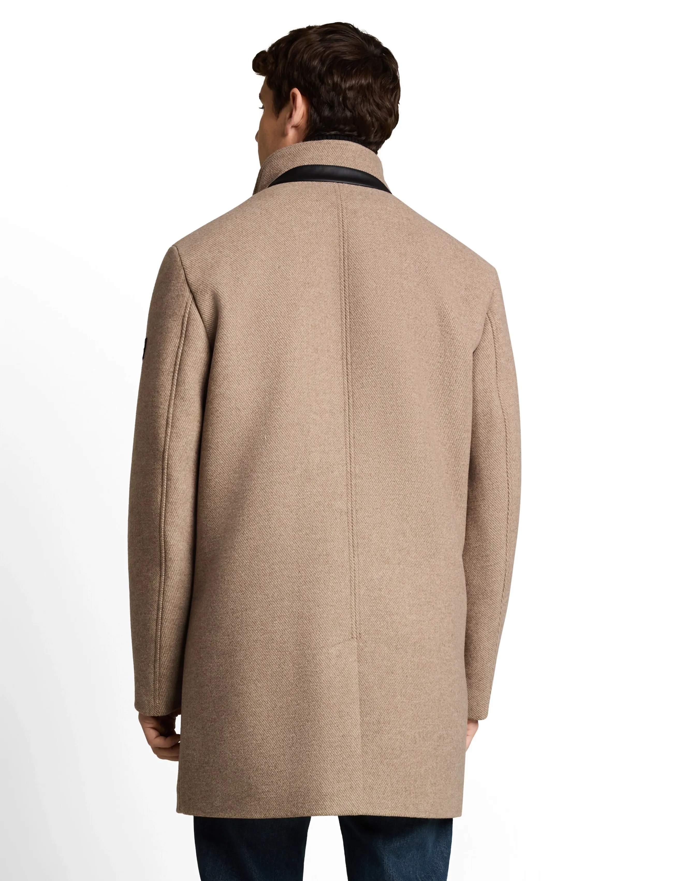 Tom Tailor - wool coat with stand-up insert - ullrockar - mid beige melange twill - 3