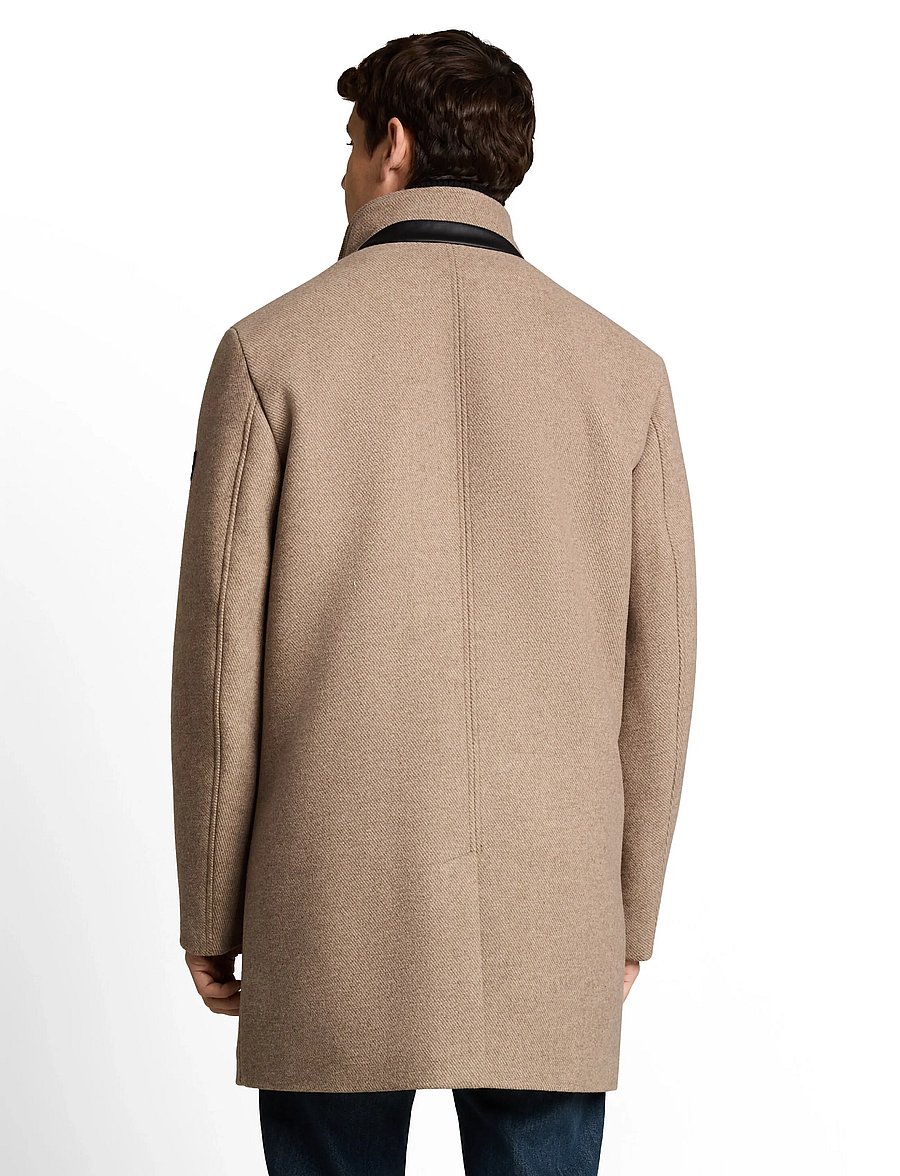Tom Tailor - wool coat with stand-up insert - ullrockar - mid beige melange twill - 3