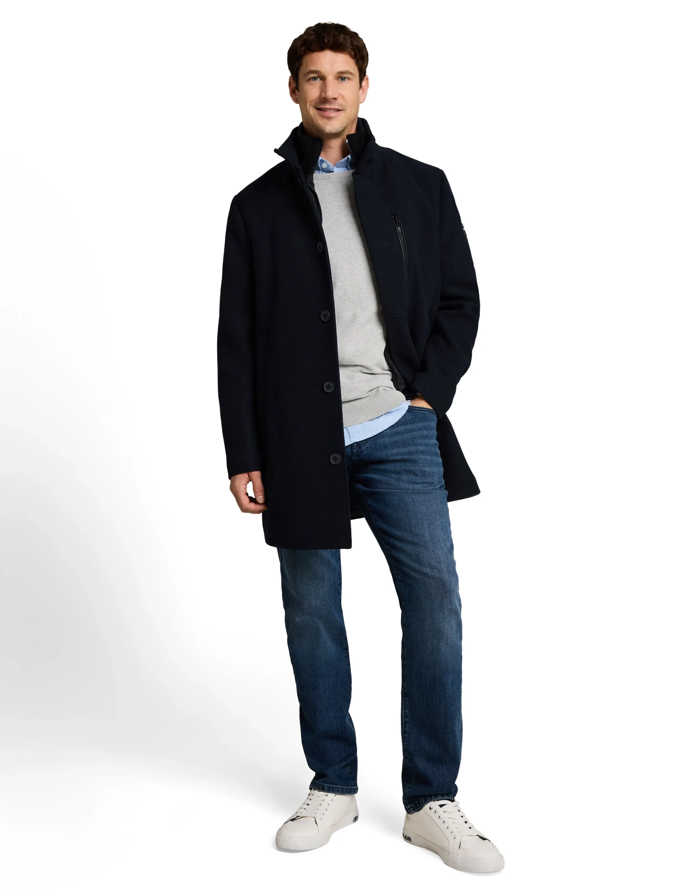 Tom Tailor wool coat with stand-up insert - Kollektioner - SKY CAPTAIN BLUE / navy