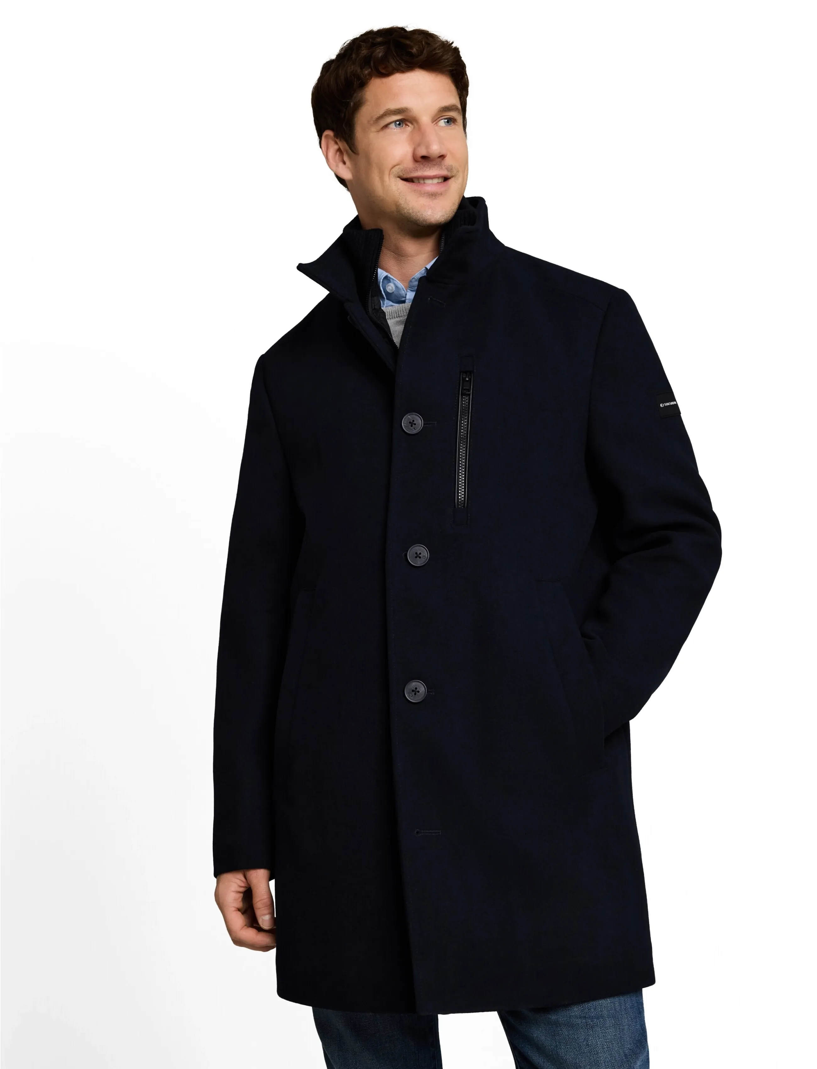 Tom Tailor - wool coat with stand-up insert - uldfrakker - sky captain blue - 3