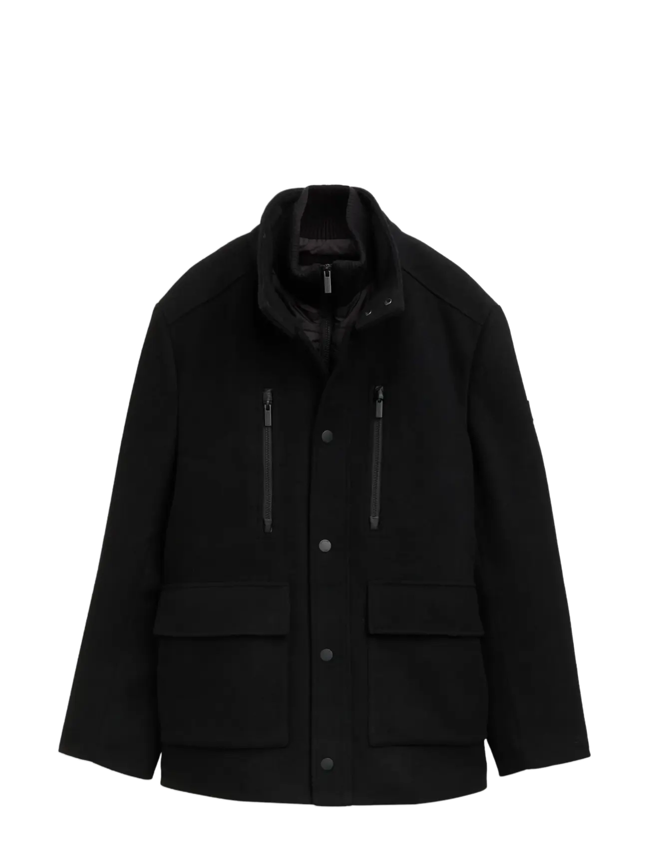 Tom Tailor - wool jacket with stand-up insert - joped - black - 1