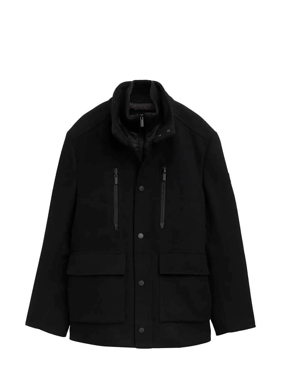 Tom Tailor - wool jacket with stand-up insert - joped - black - 1