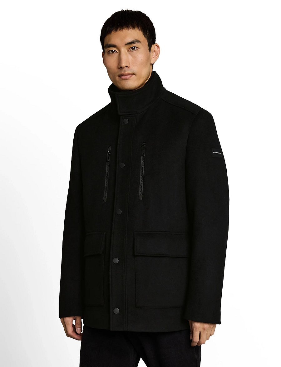 Tom Tailor - wool jacket with stand-up insert - joped - black - 4