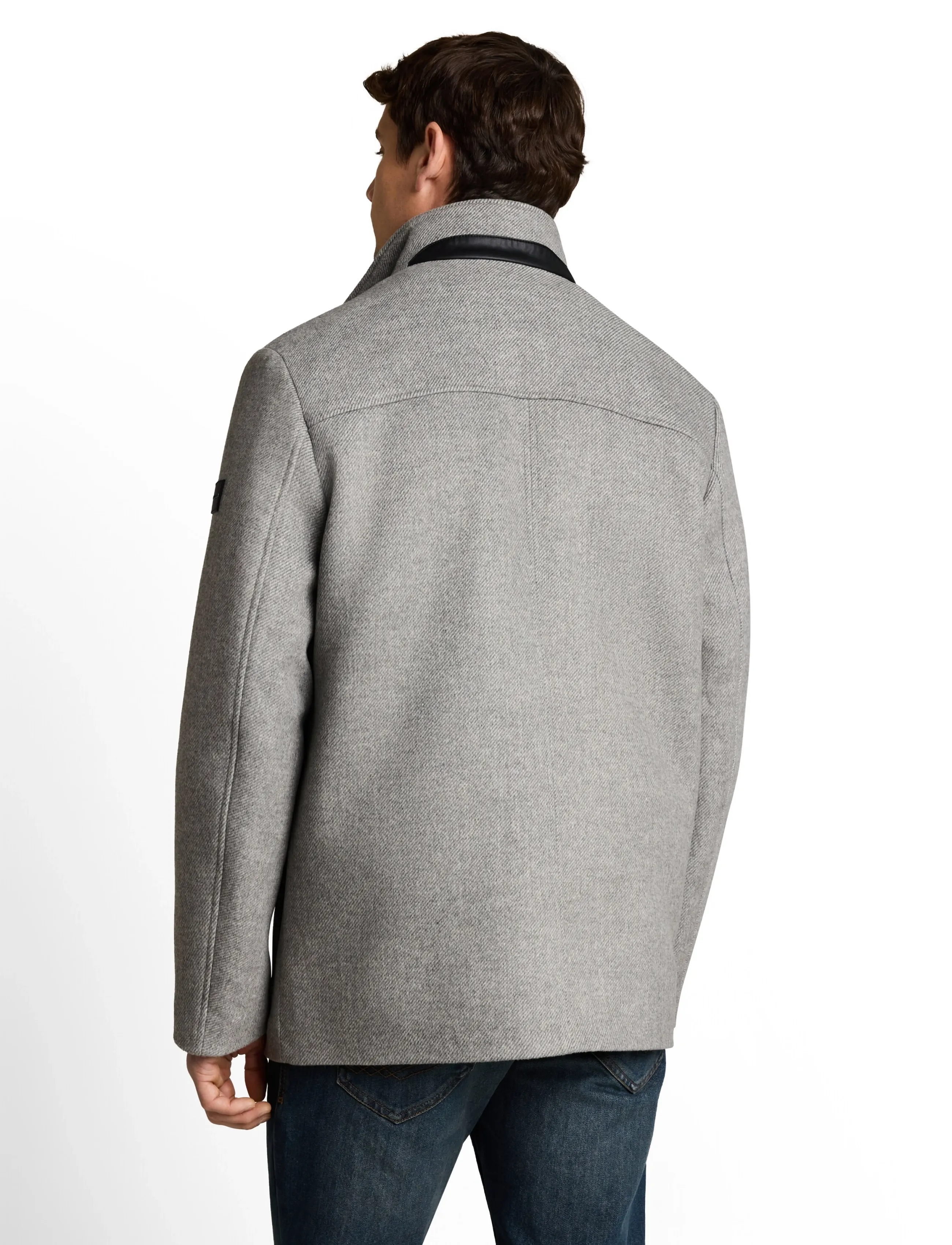 Tom Tailor - wool jacket with stand-up insert - jackor - mid grey melange twill - 3