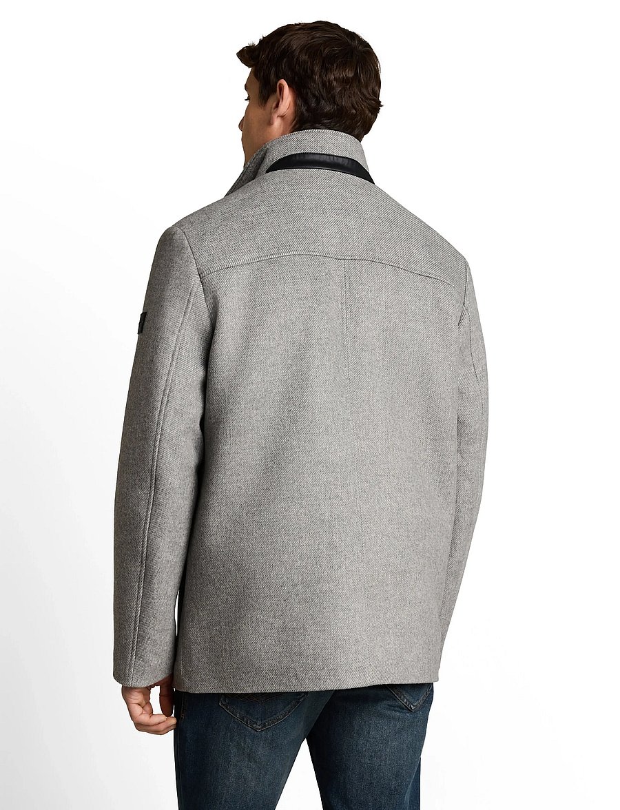 Tom Tailor - wool jacket with stand-up insert - jacken - mid grey melange twill - 3