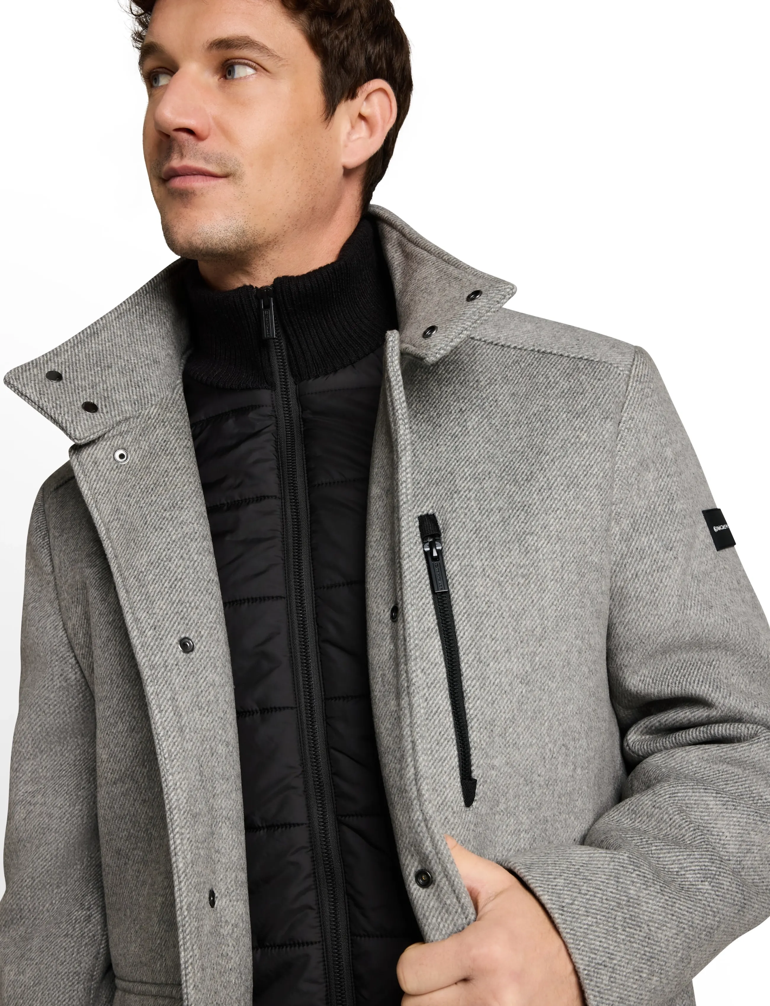 Tom Tailor - wool jacket with stand-up insert - jackor - mid grey melange twill - 5