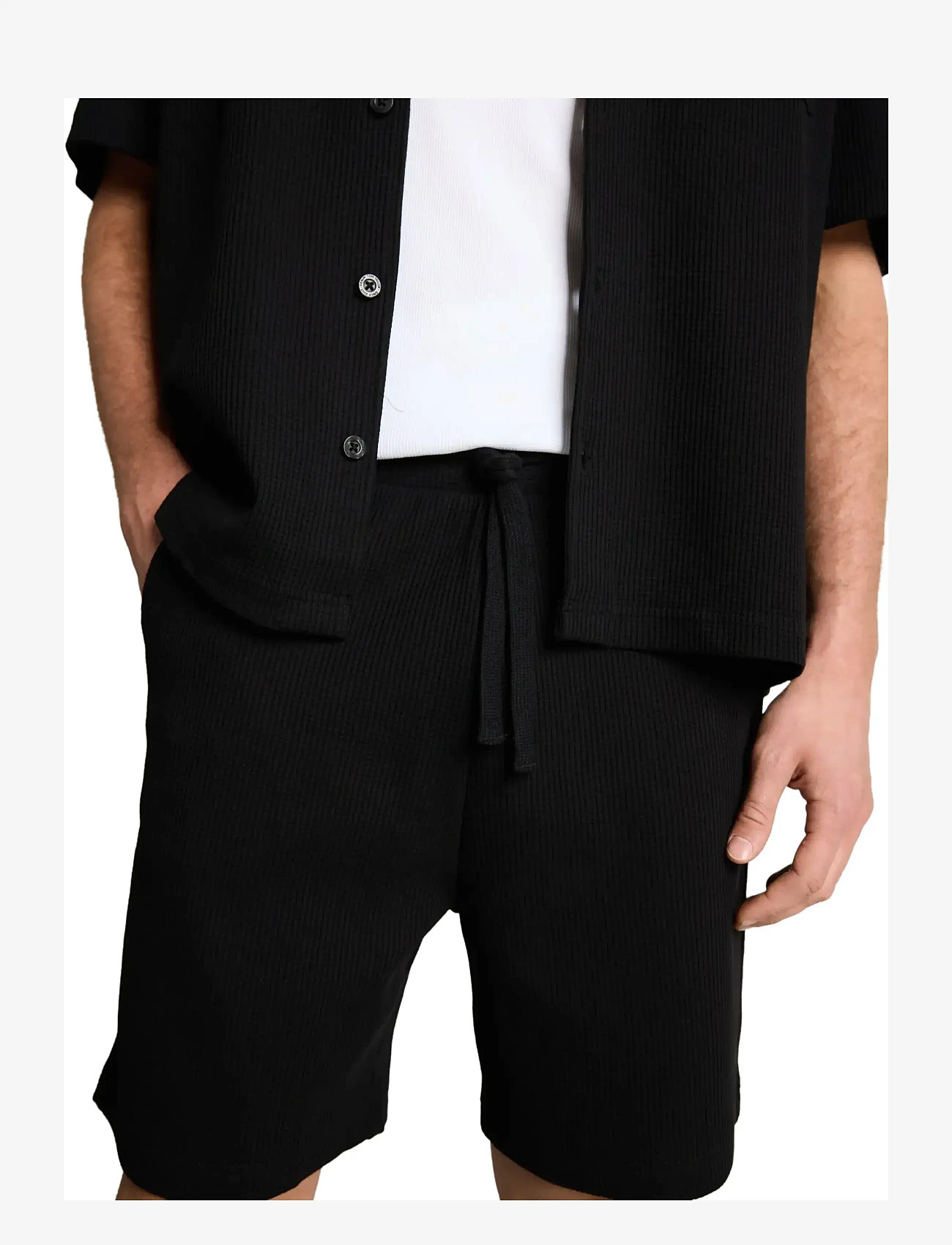 Tom Tailor - relaxed structured sweat shorts - underdele - black - 2