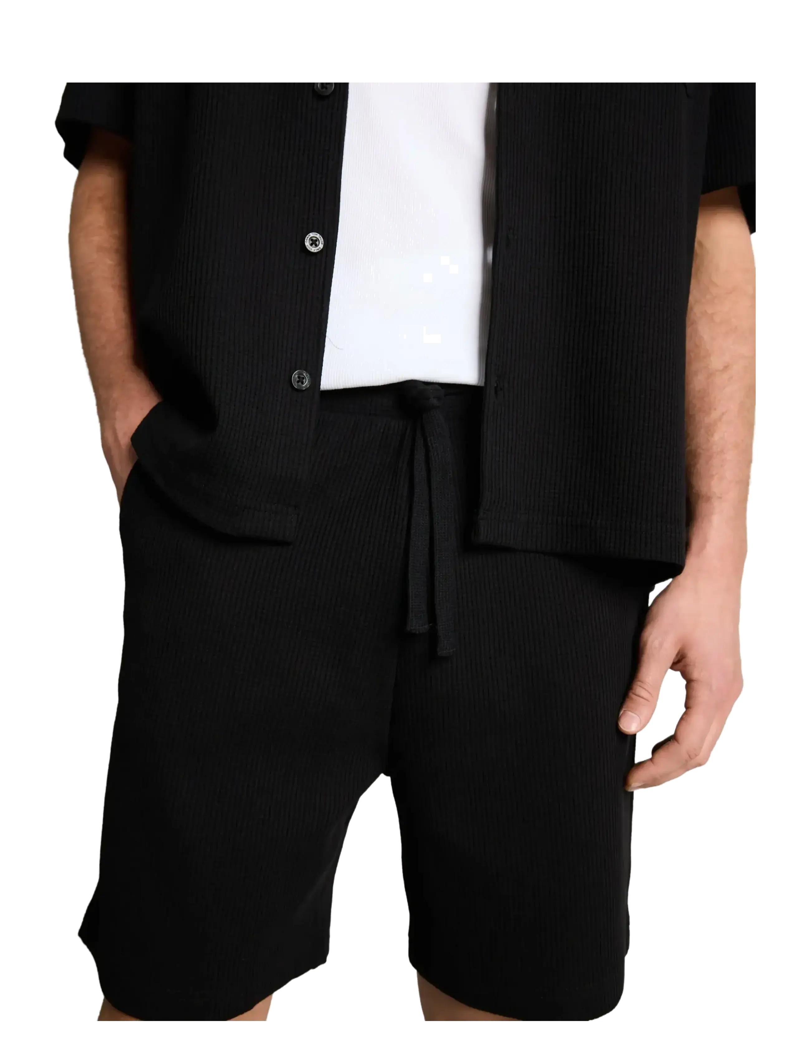 Tom Tailor - relaxed structured sweat shorts - bottoms - black - 2