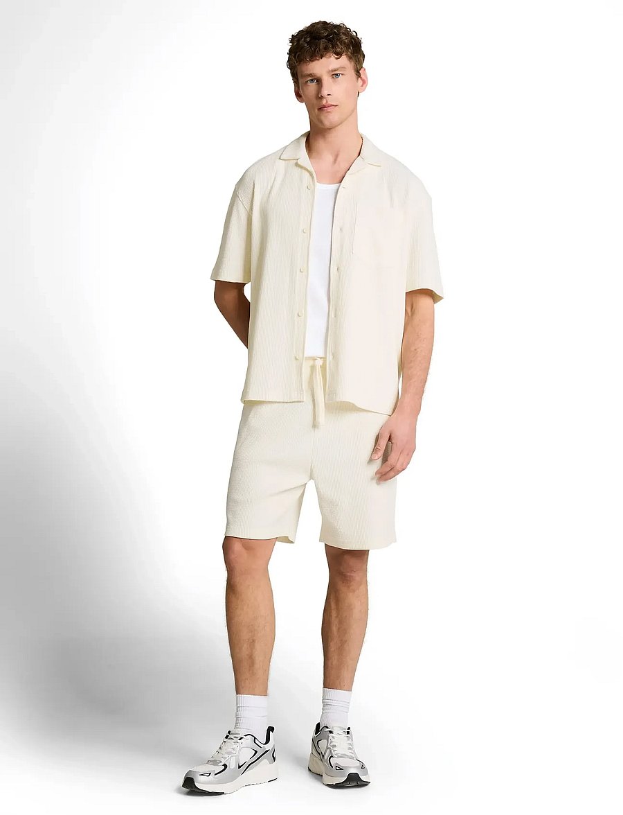 Tom Tailor - relaxed structured sweat shorts - hosen - wool white - 0