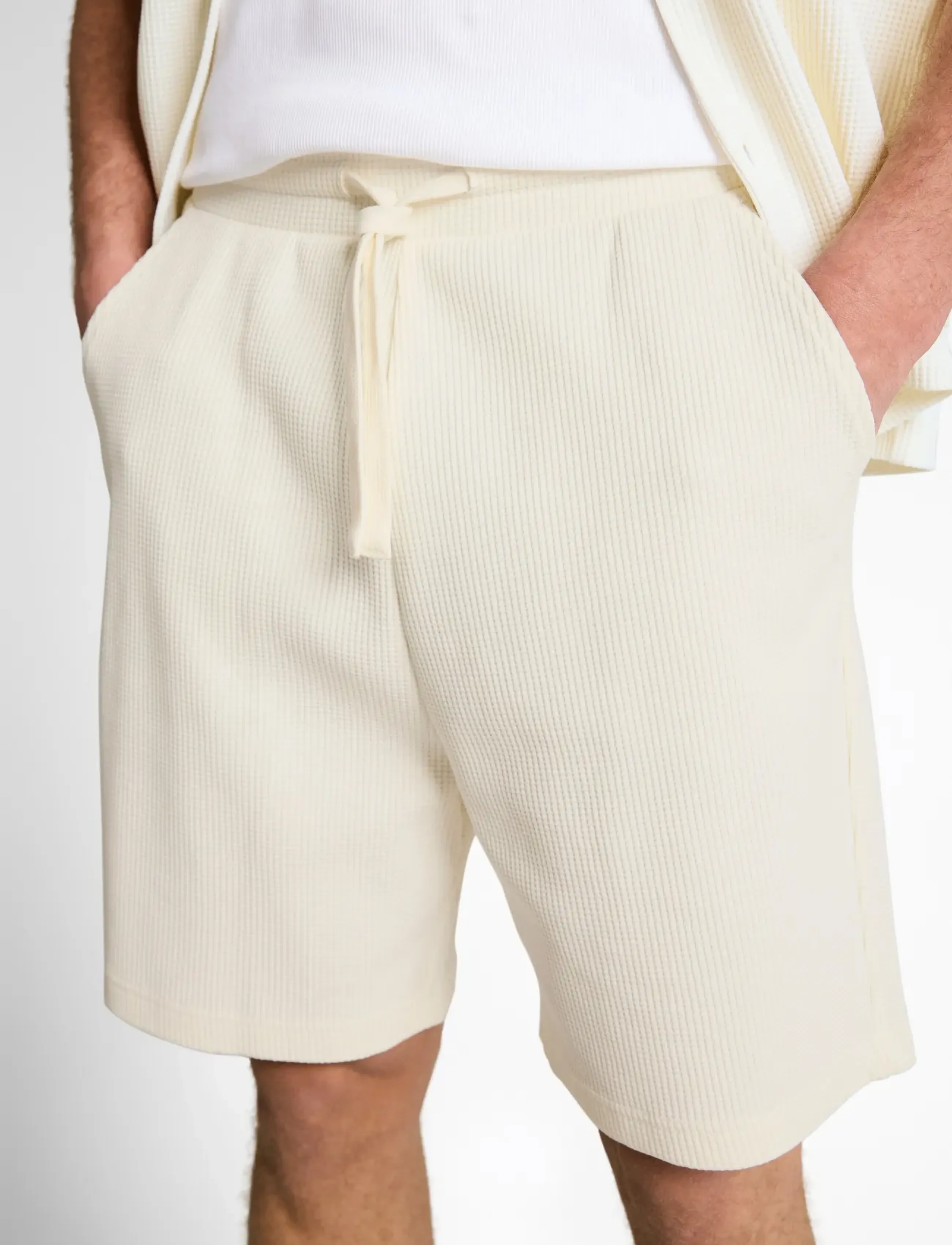 Tom Tailor - relaxed structured sweat shorts - hosen - wool white - 3