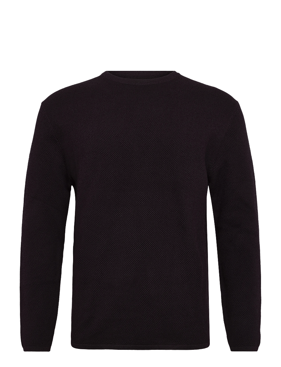 Tom Tailor - basic structred crew neck knit - rund hals - dark plum - 1