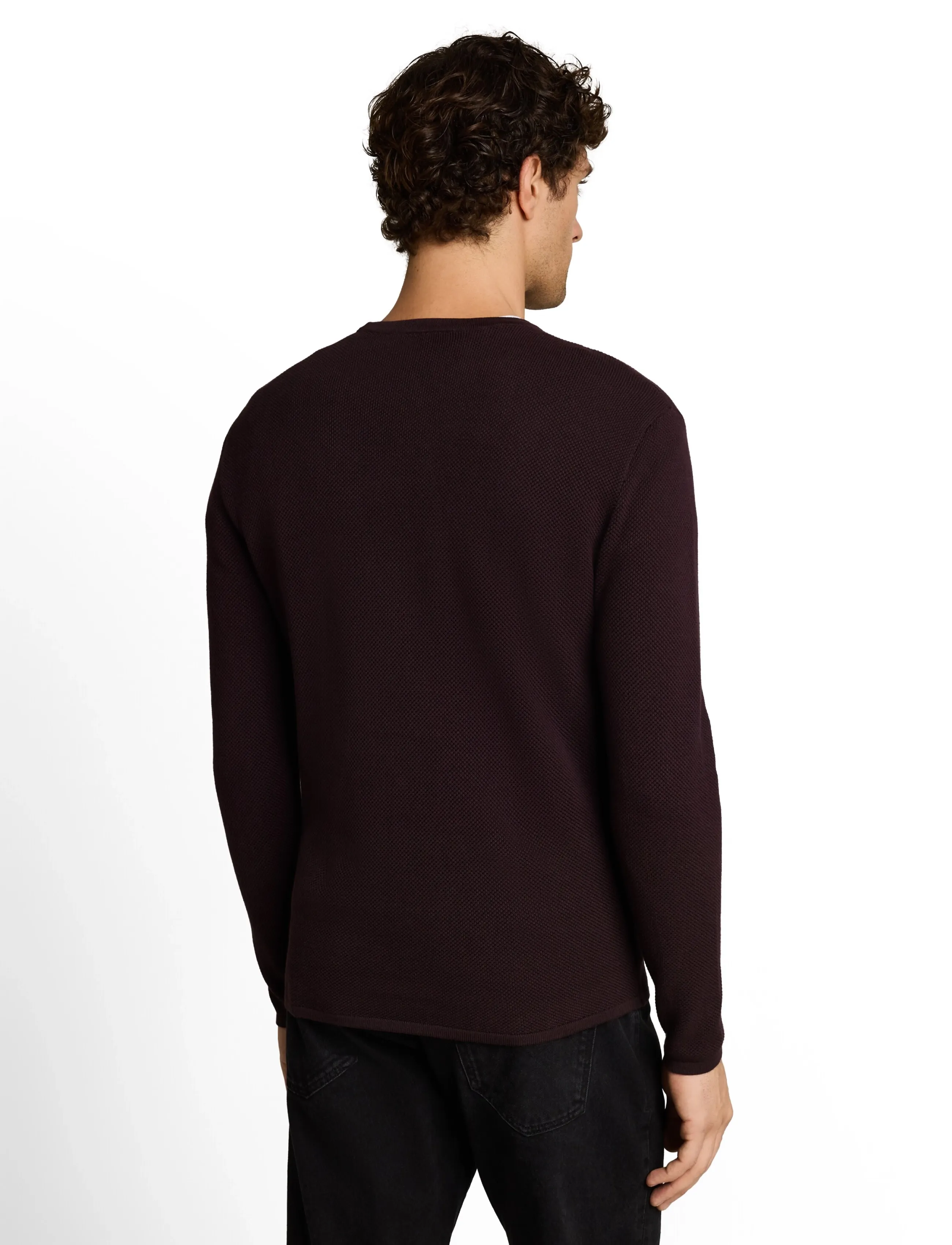 Tom Tailor - basic structred crew neck knit - Ümara kaelusega - dark plum - 3