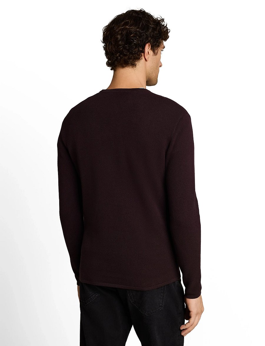 Tom Tailor - basic structred crew neck knit - rund hals - dark plum - 3