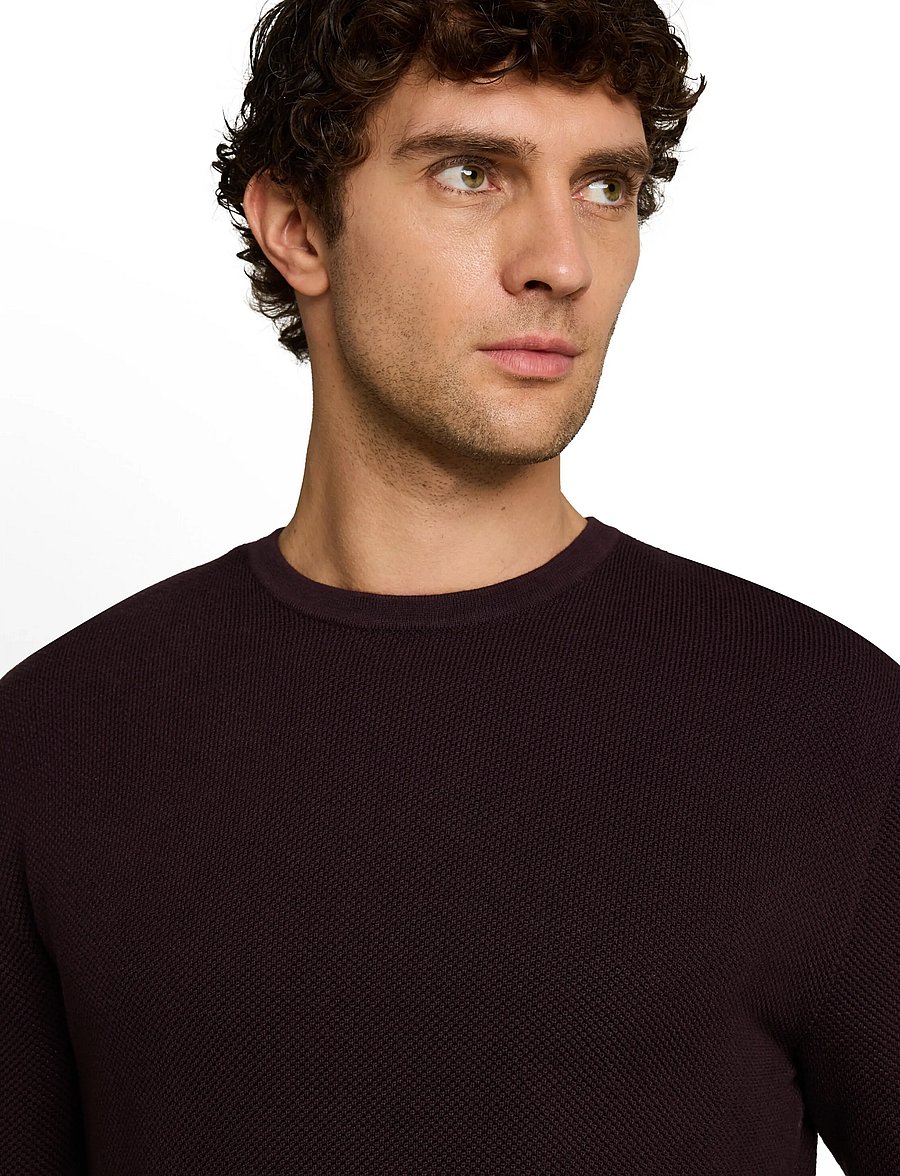Tom Tailor - basic structred crew neck knit - rund hals - dark plum - 4