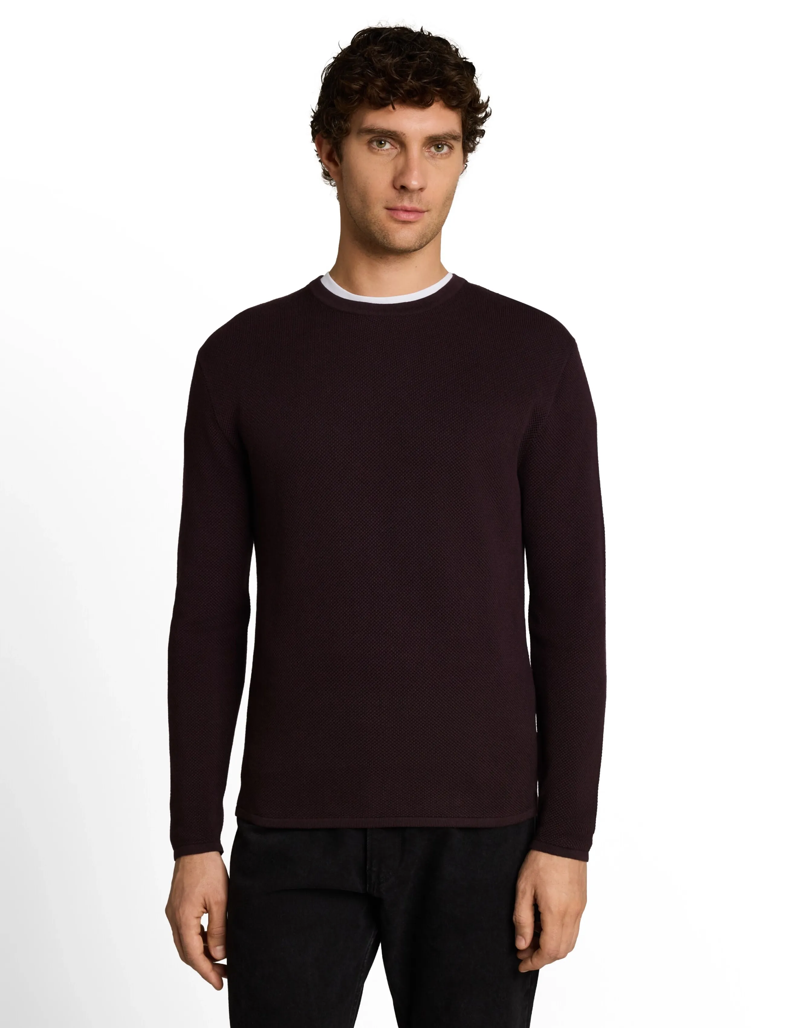 Tom Tailor - basic structred crew neck knit - Ümara kaelusega - dark plum - 5