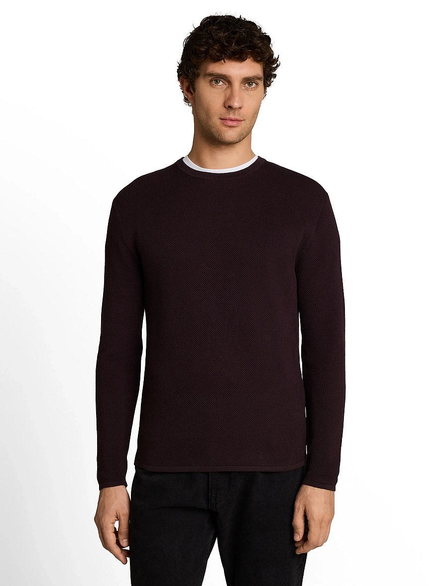 Tom Tailor - basic structred crew neck knit - rund hals - dark plum - 5