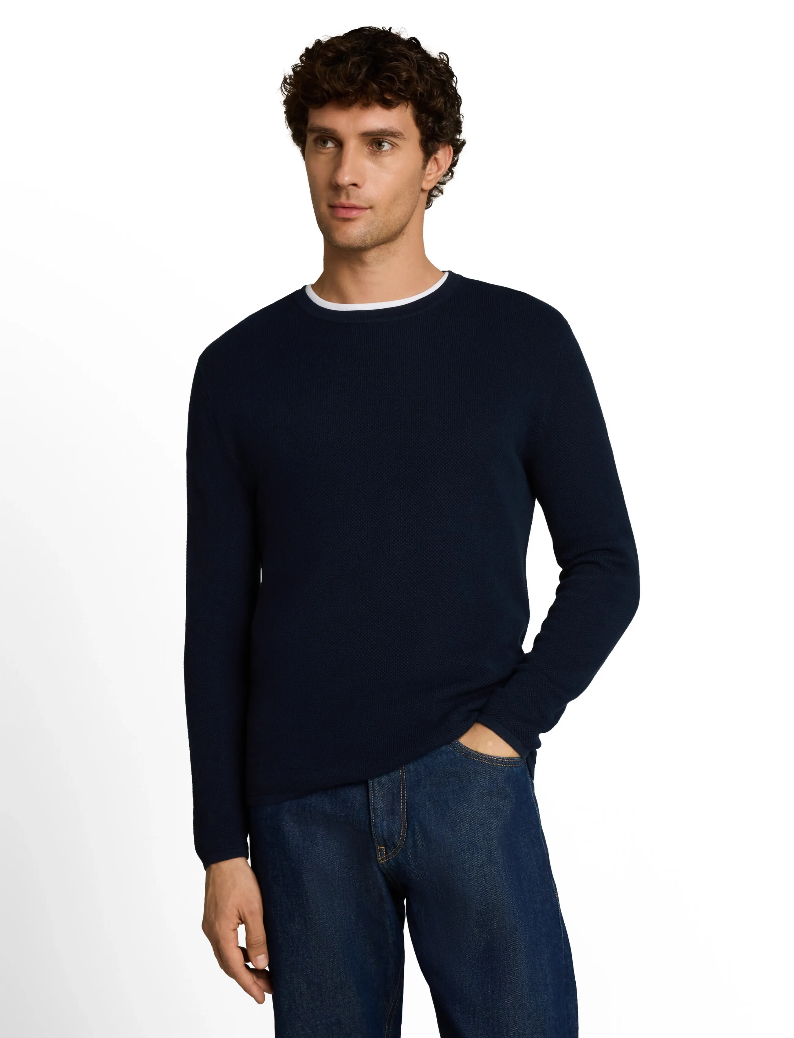 Tom Tailor - basic structred crew neck knit - Ümara kaelusega - sky captain blue - 4