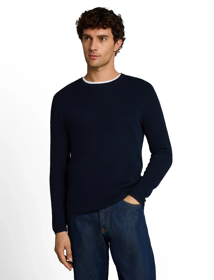 Tom Tailor - basic structred crew neck knit - rundhals - sky captain blue - 4