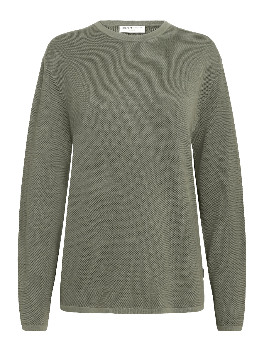 Tom Tailor - basic structred crew neck knit - rundhals - urban olive green - 1
