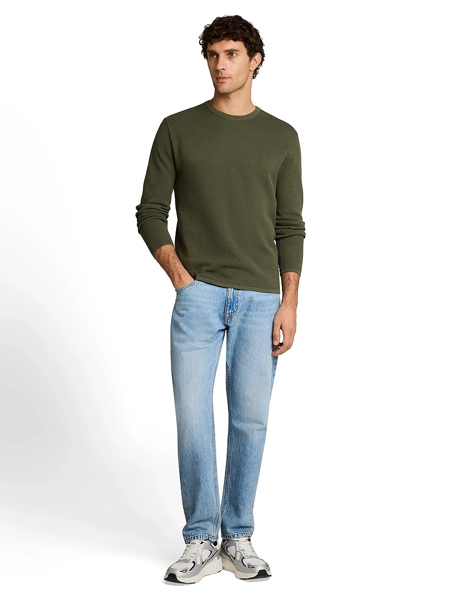 Tom Tailor - basic structred crew neck knit - rundhals - urban olive green - 0