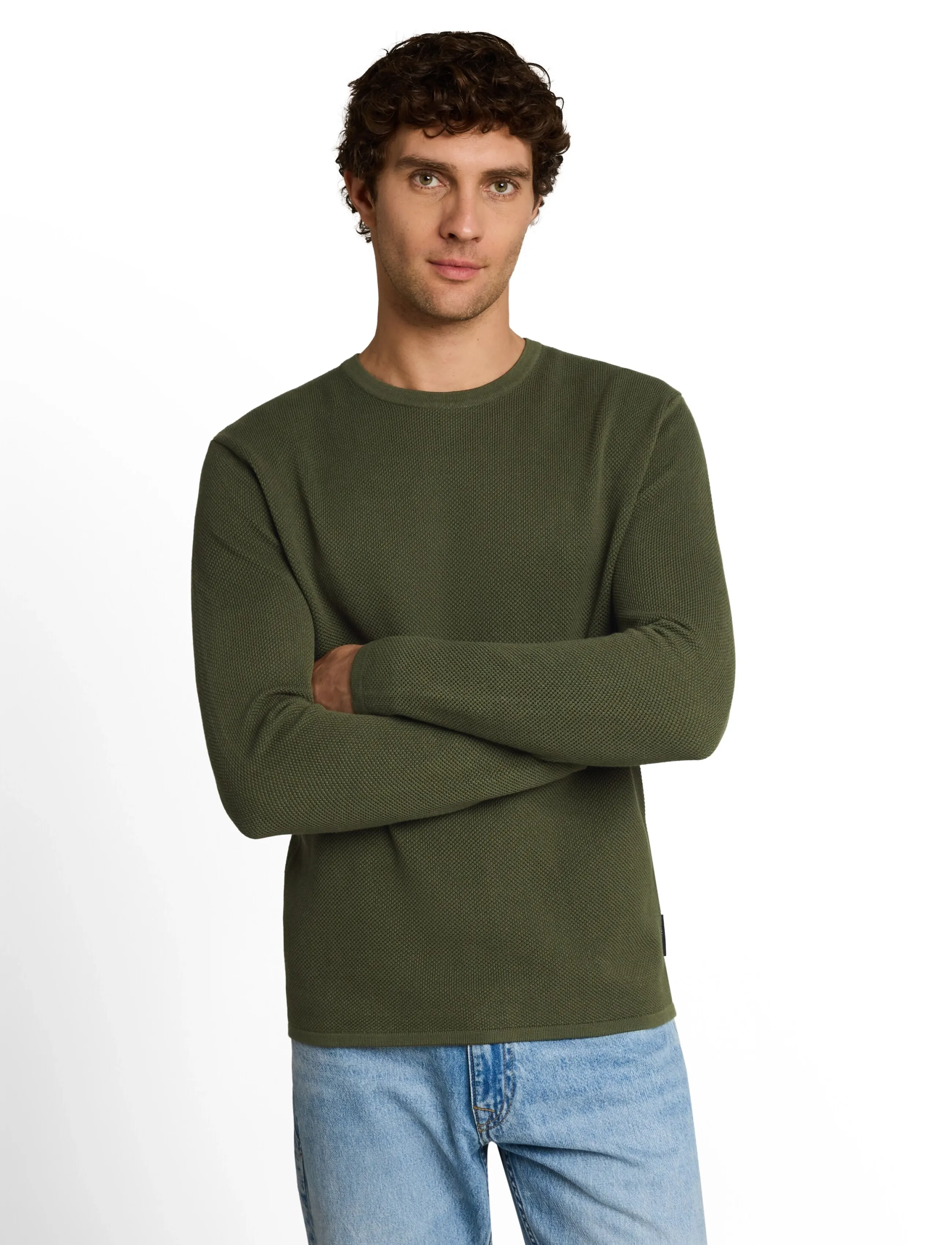 Tom Tailor - basic structred crew neck knit - rundhals - urban olive green - 4