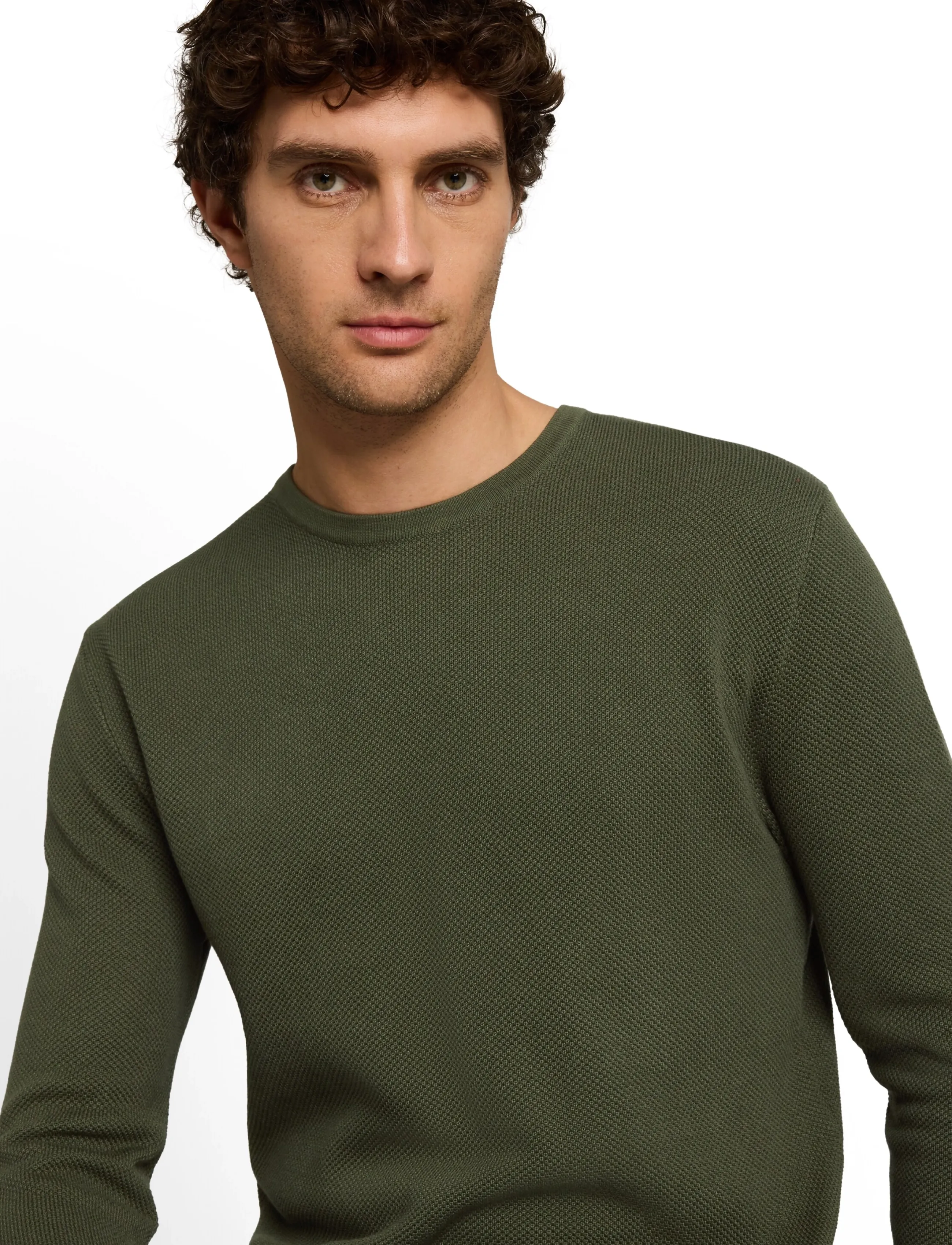 Tom Tailor - basic structred crew neck knit - rundhals - urban olive green - 5