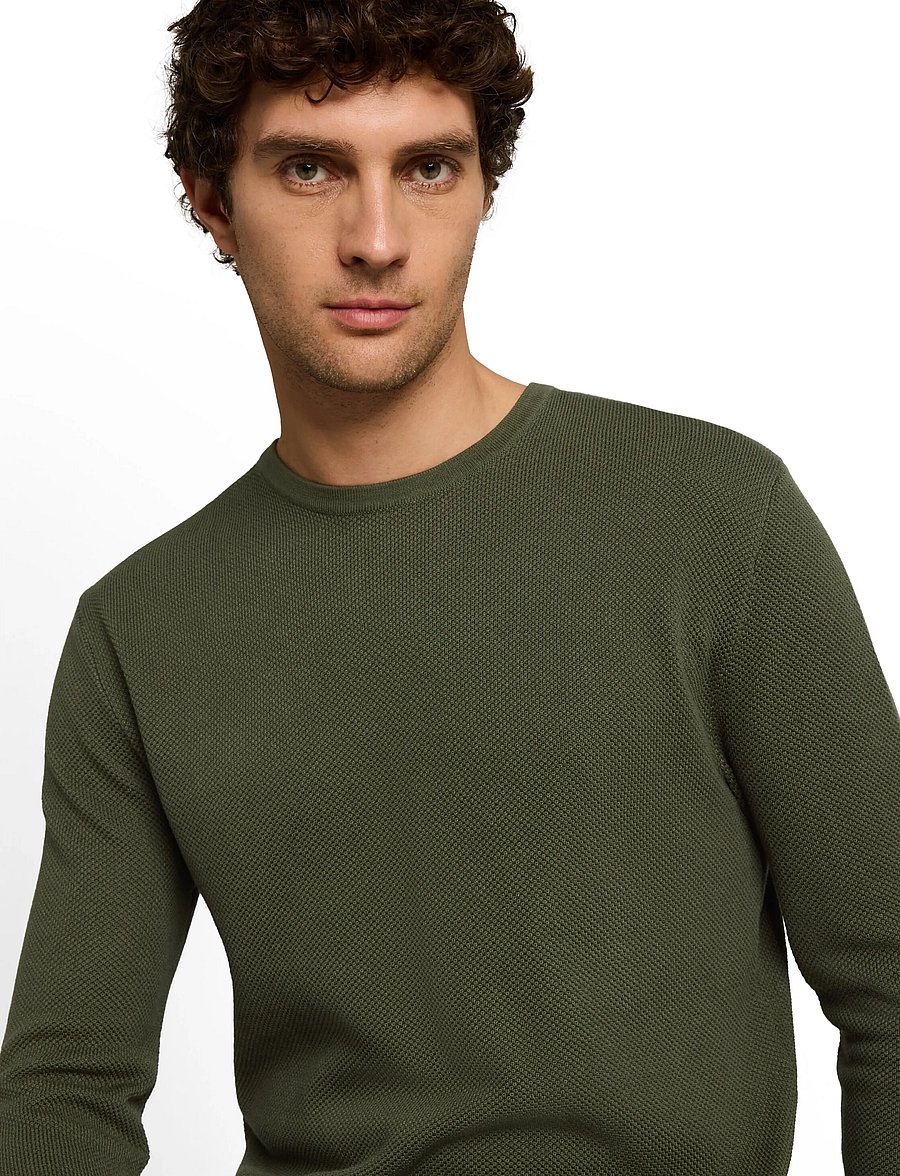 Tom Tailor - basic structred crew neck knit - rundhals - urban olive green - 5