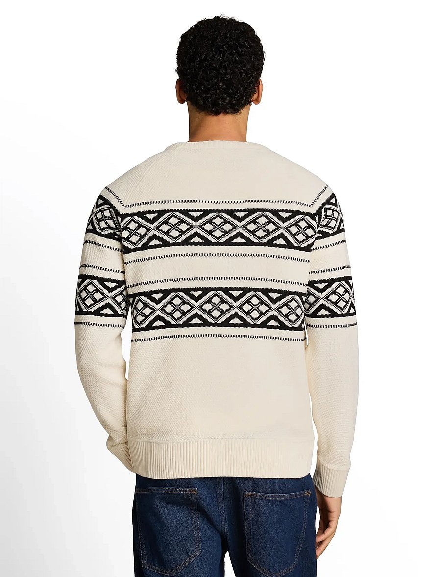 Tom Tailor - two tone fair isle crew neck knit - rundhalsad - white black fair isle - 3
