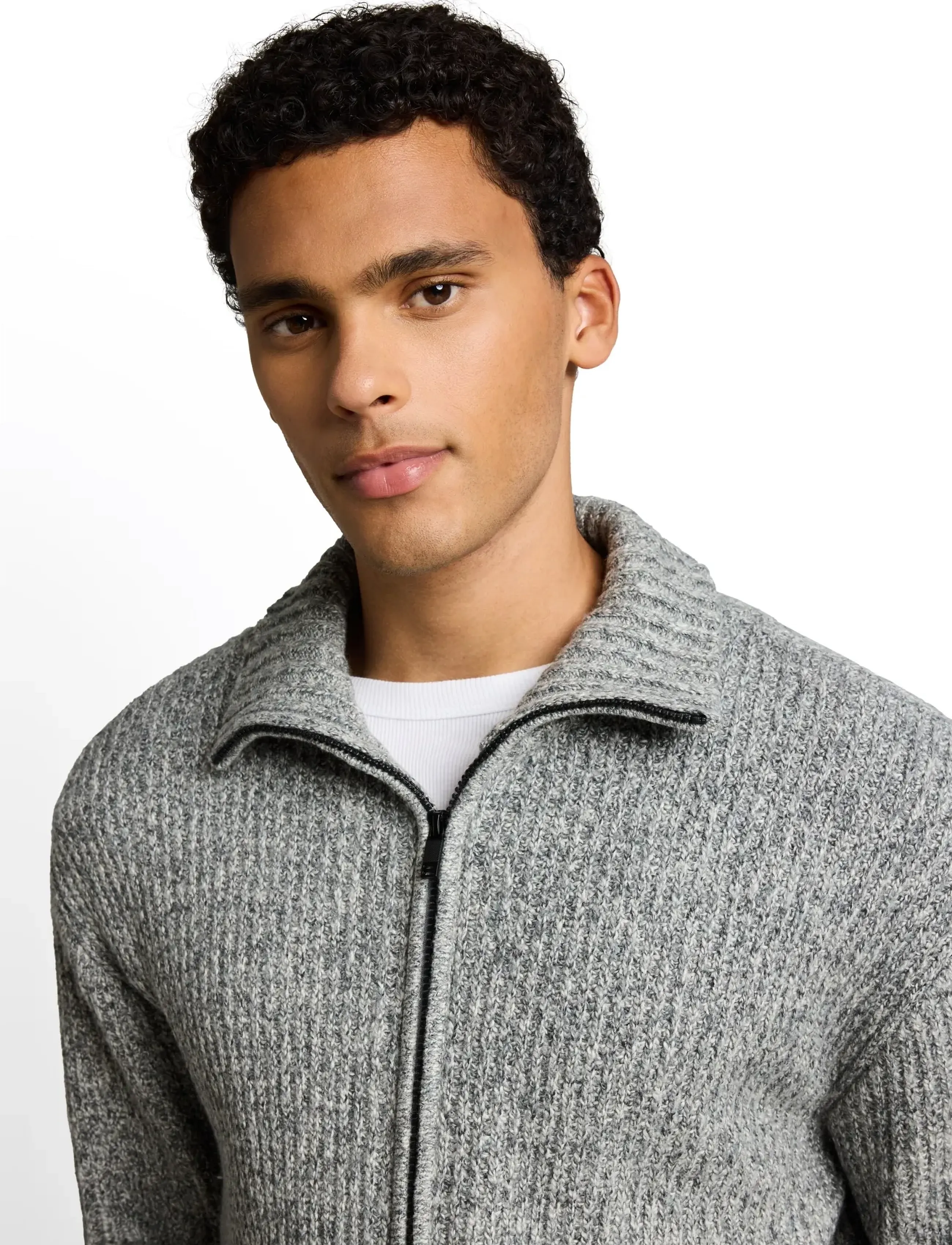 Tom Tailor - structured cosy knit jacket - koftor - grey black structure - 5