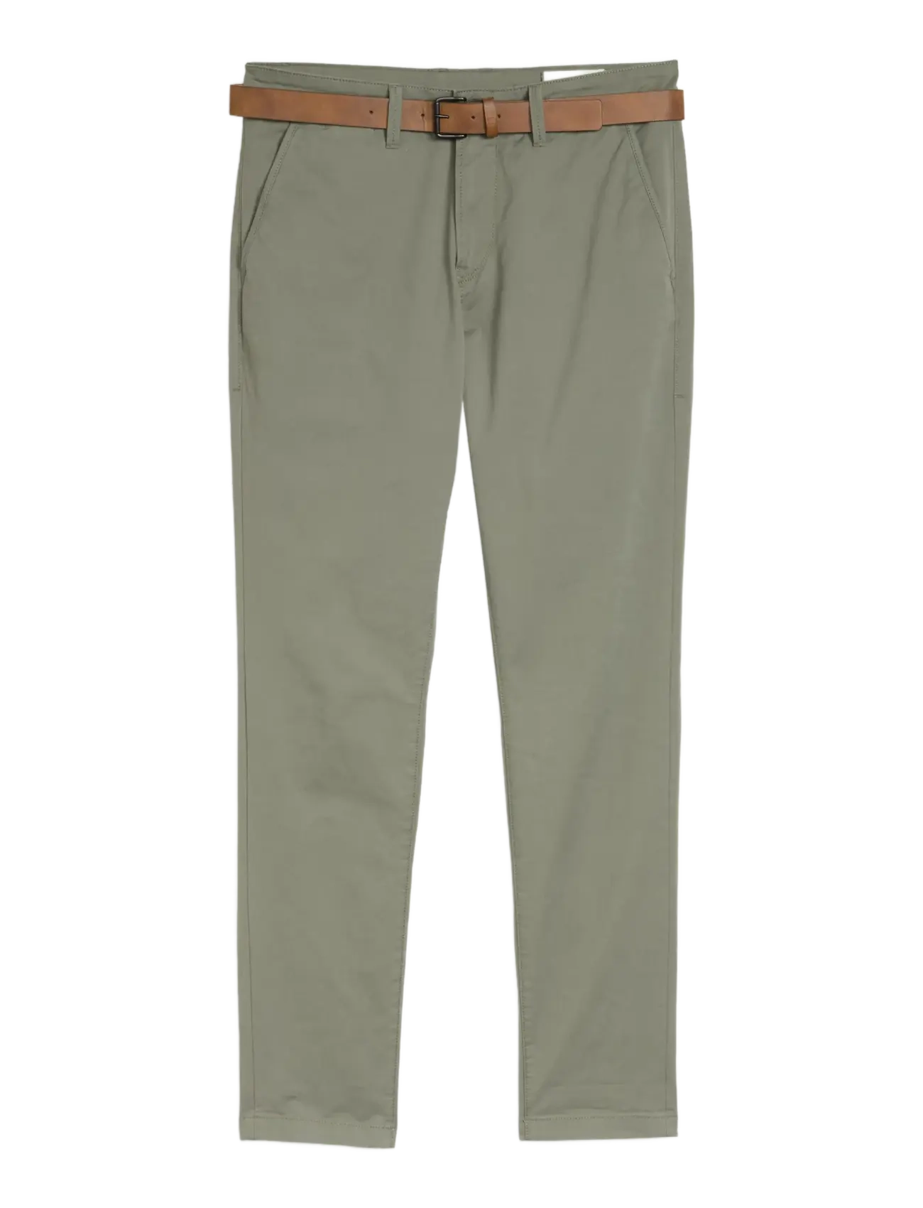 Tom Tailor slim chino with belt - Kleidung - DUSTY MID OLIVE / khaki/green