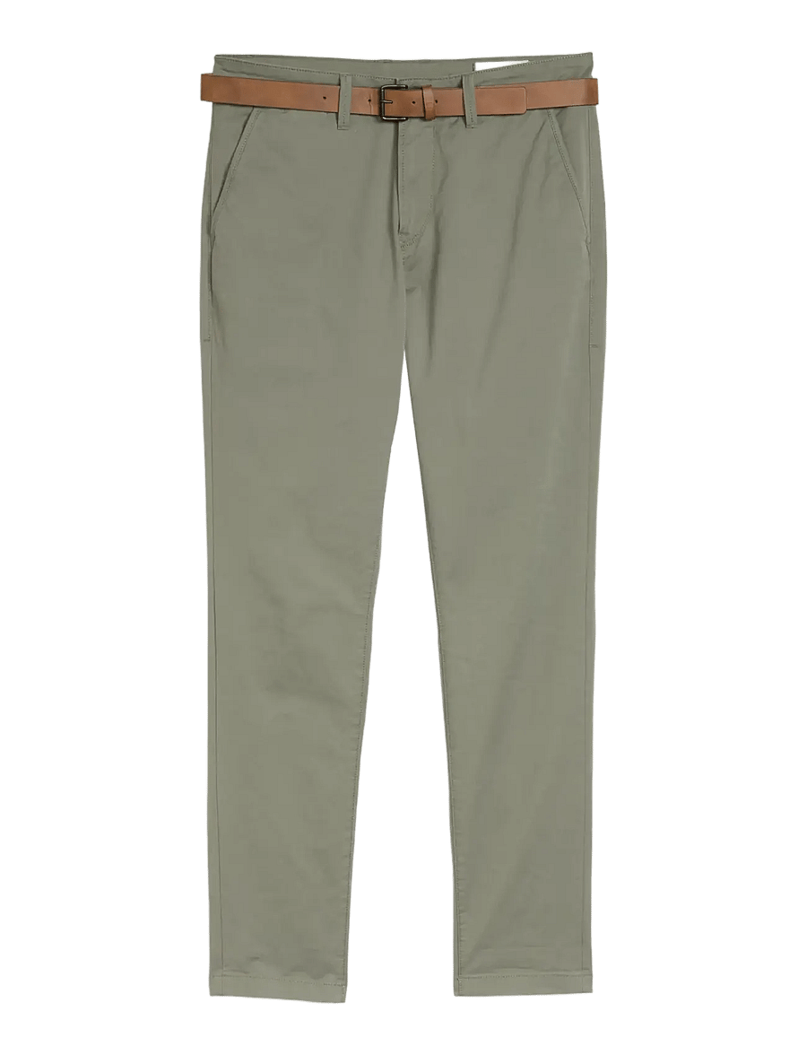 Tom Tailor - slim chino with belt - chinos - dusty mid olive - 1