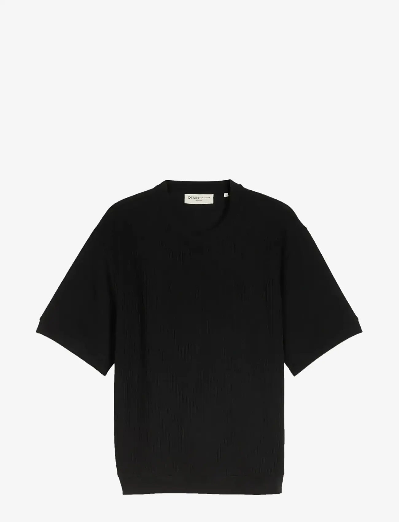 Tom Tailor - relaxed structured sweat - kortærmede t-shirts - black - 1