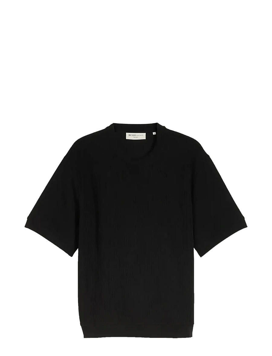 Tom Tailor - relaxed structured sweat - kortärmade t-shirts - black - 1