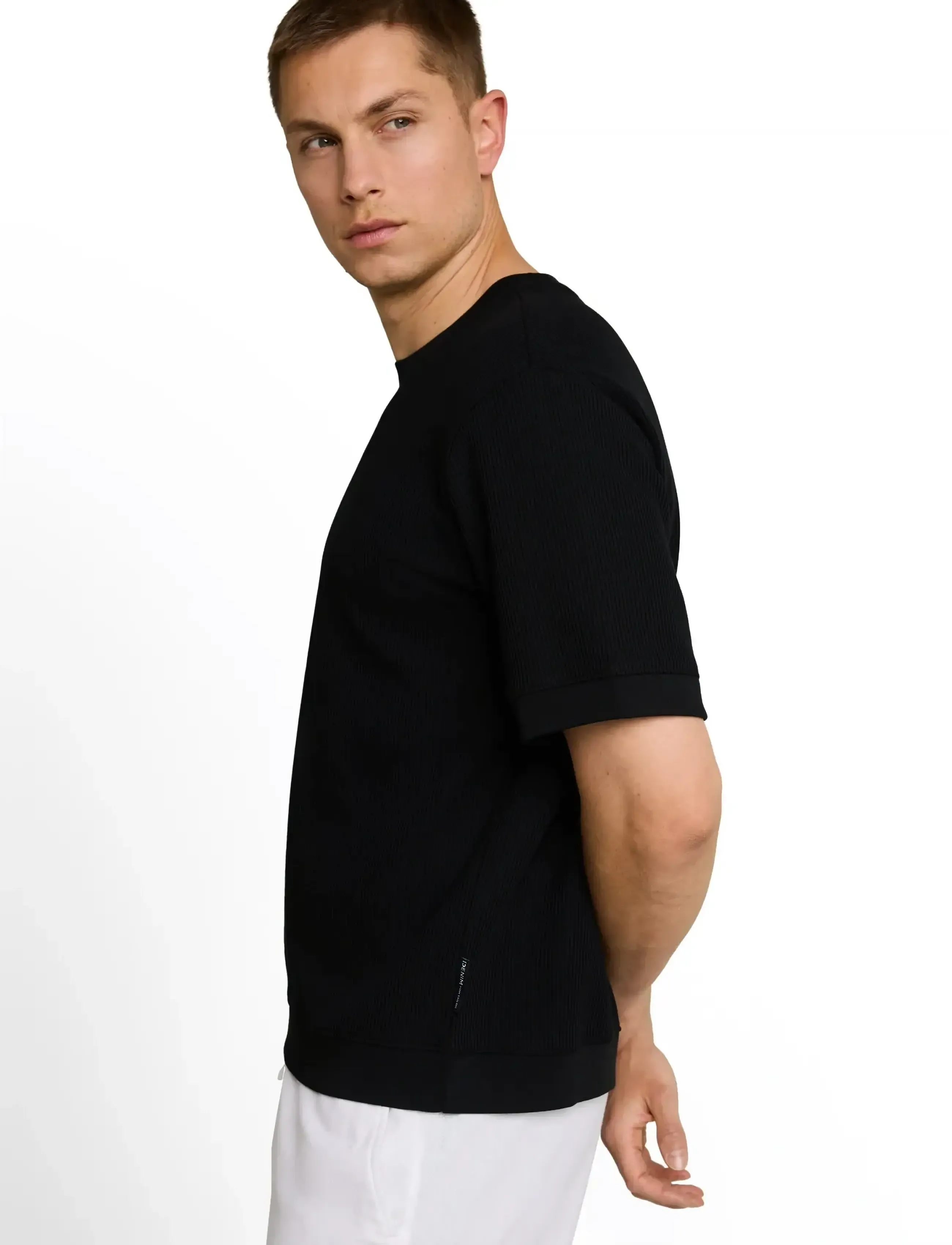 Tom Tailor - relaxed structured sweat - kortärmade t-shirts - black - 3