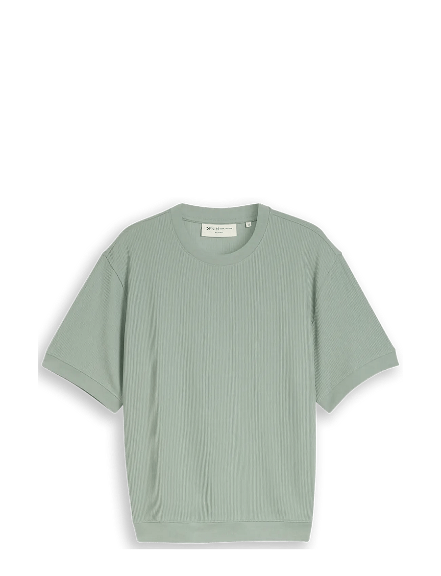Tom Tailor - relaxed structured sweat - kortärmade t-shirts - green mist - 1