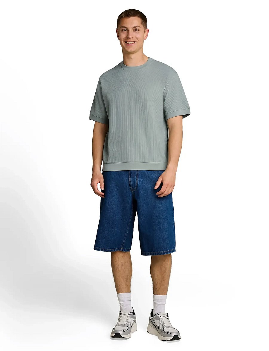 Tom Tailor - relaxed structured sweat - kortärmade t-shirts - green mist - 0