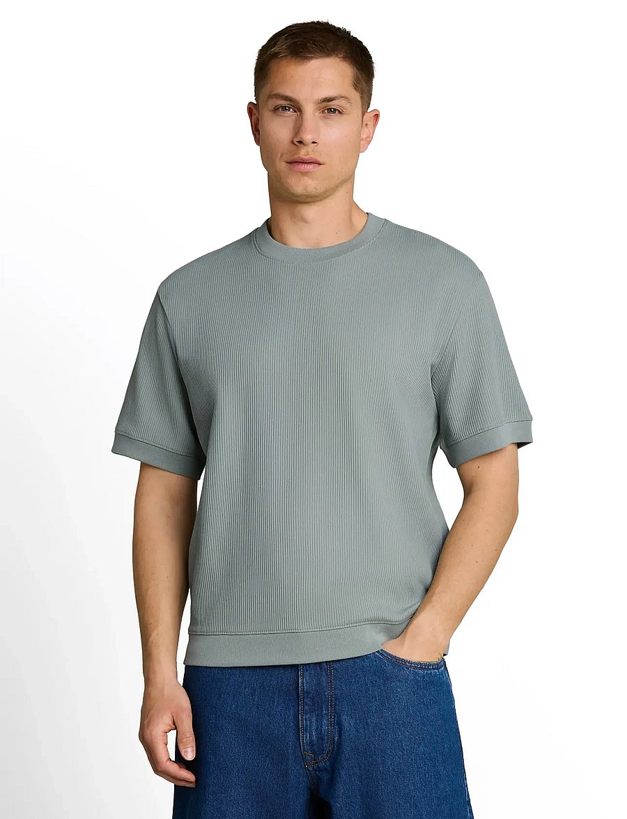 Tom Tailor - relaxed structured sweat - kortärmade t-shirts - green mist - 4