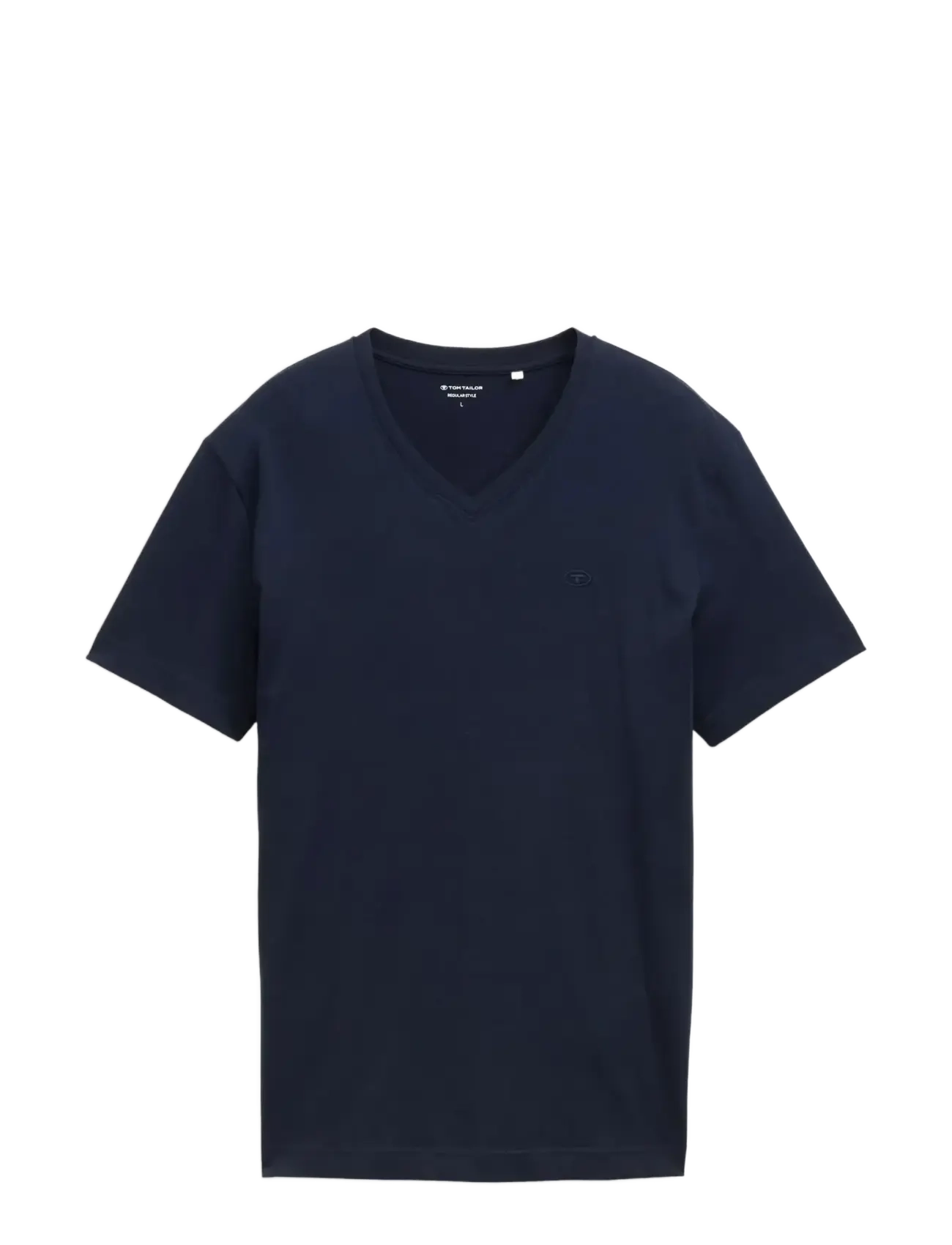 Tom Tailor v-neck t-shirt with embro - T-shirts - SKY CAPTAIN BLUE / navy
