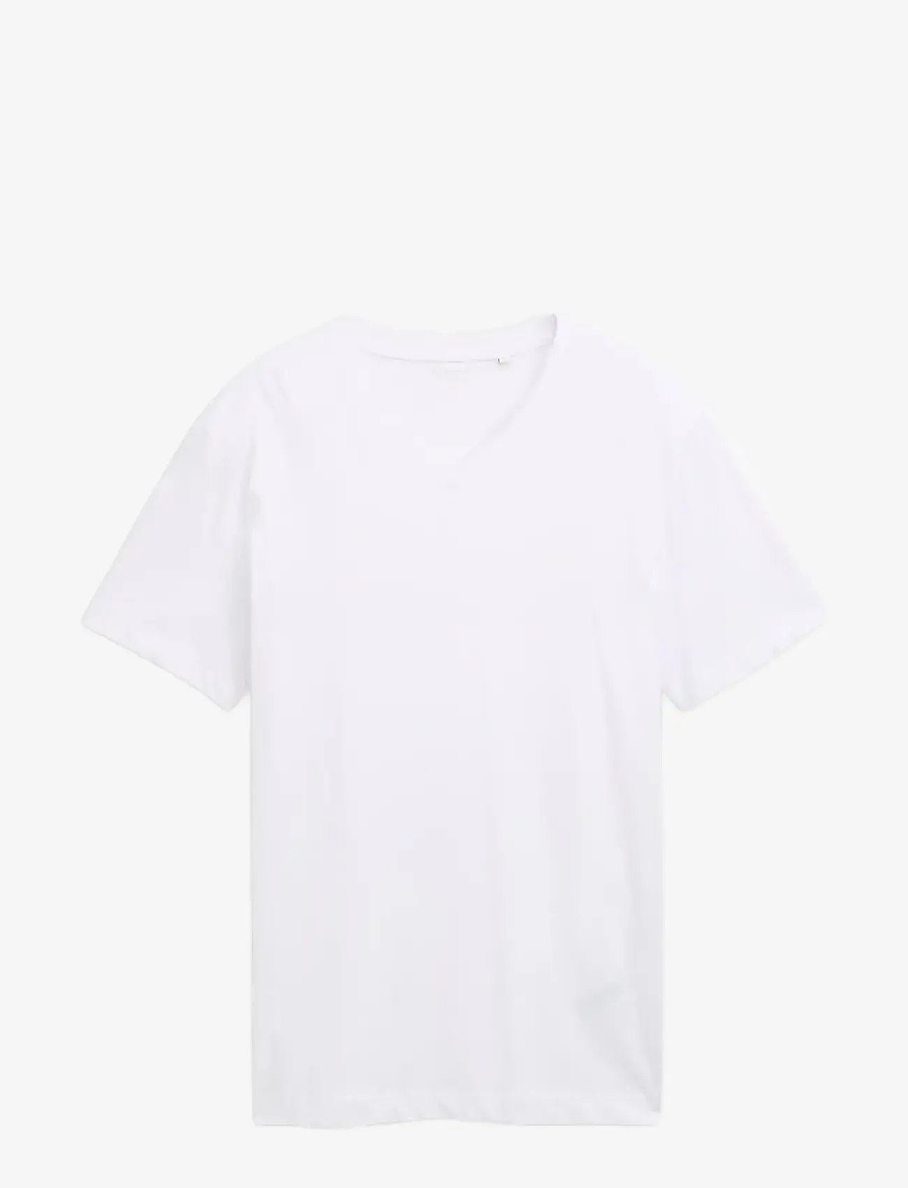 Tom Tailor - v-neck t-shirt with embro - short-sleeved t-shirts - white - 0