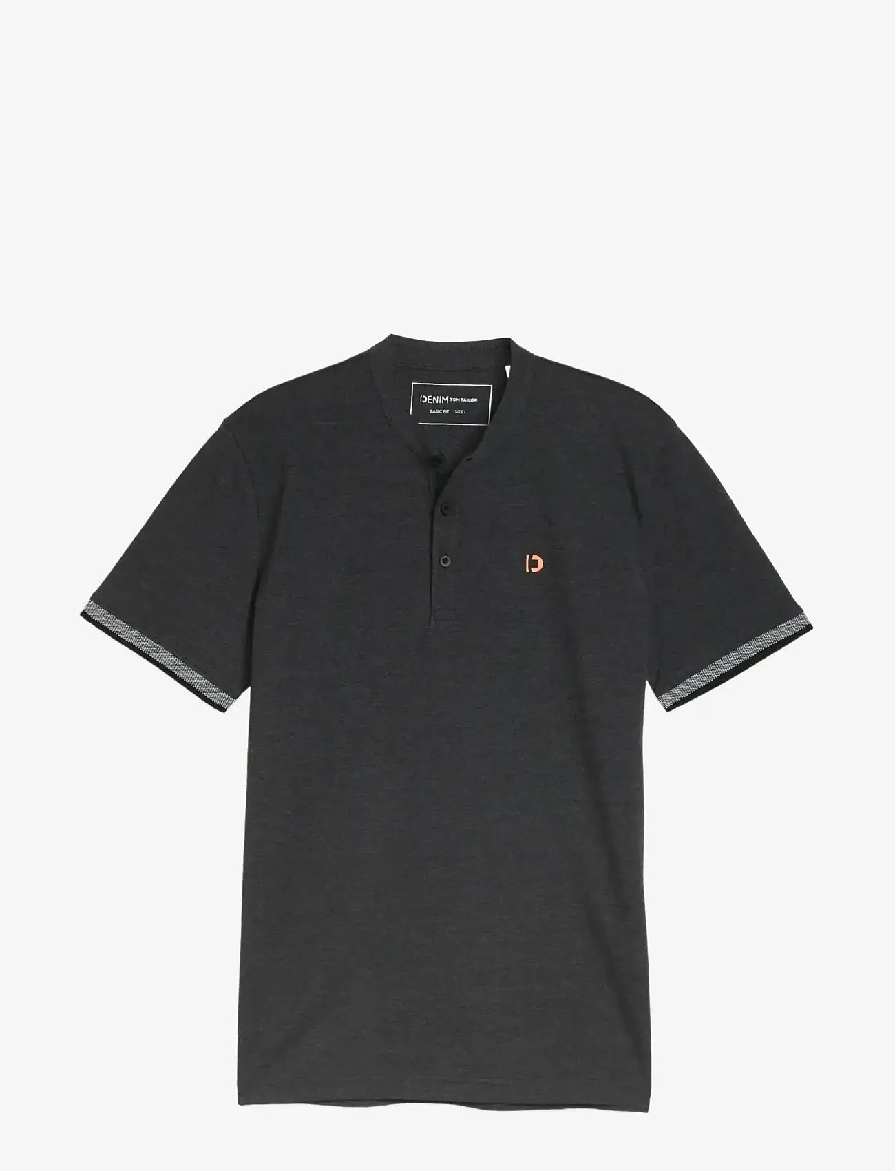 Tom Tailor - stand up collar two tone polo - kortärmade pikéer - black - 1