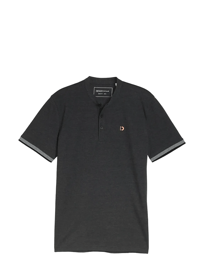 Tom Tailor - stand up collar two tone polo - kurzärmelig - black - 1