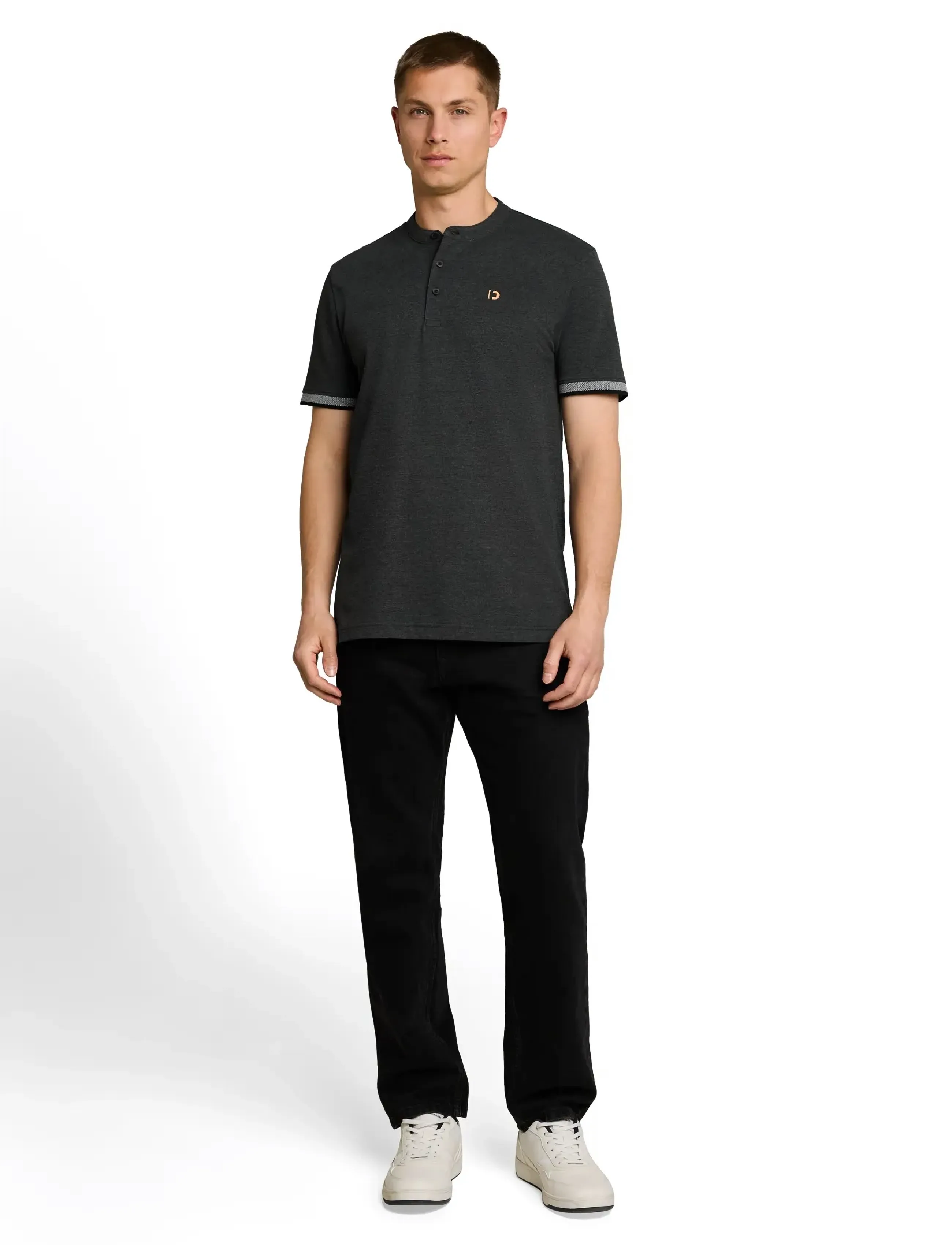 Tom Tailor Stand Up Collar Two Tone Polo, XXL, Black, Poloer > Kortærmede, Herre