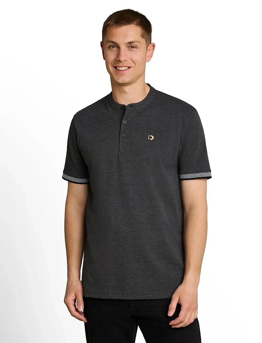 Tom Tailor - stand up collar two tone polo - kortærmede poloer - black - 3