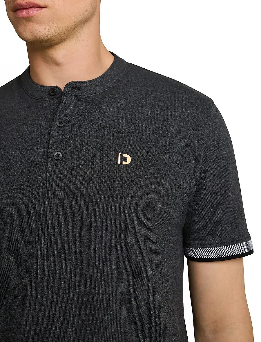Tom Tailor - stand up collar two tone polo - kortærmede poloer - black - 4