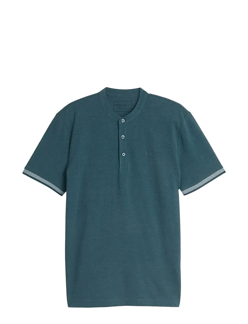 Tom Tailor - stand up collar two tone polo - kortærmede poloer - tide petrol - 1